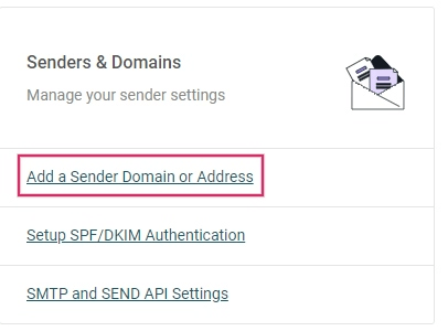 在Mailjet界面中添加發件人域名或地址。