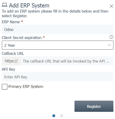 在ETA門戶網站上注冊ERP系統的表單填寫。