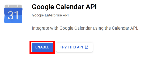啟用 Google 日歷 API。
