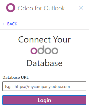 輸入您的Odoo數據庫URL