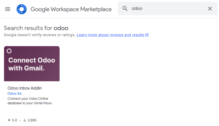 Odoo收件箱插件在Google Workspace Marketplace上。