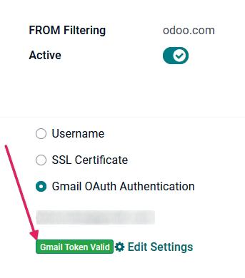 在Odoo中配置發件人郵件服務器。