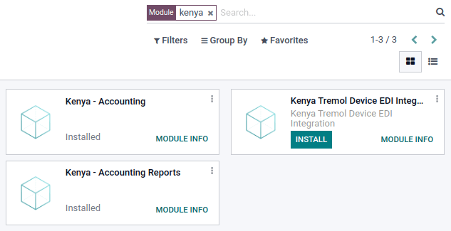 Odoo上肯尼亞財務本地化套件的三個模塊