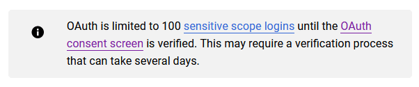 OAuth 僅限于 100 個敏感范圍登錄。
