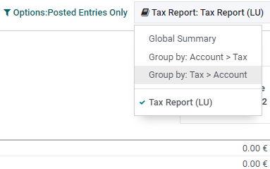 下拉菜單以選擇稅務報告類型